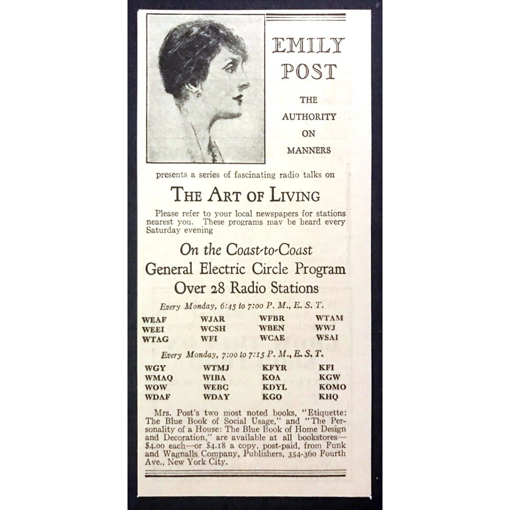 1932 Emily Post photo "The Authority on Manners" Radio Show vintage print ad